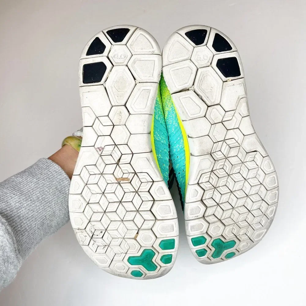 Nike Free 4.0 Flyknit Running Shoes 631050-300 Teal Electric Green Women's 9 - Picture 6 of 7